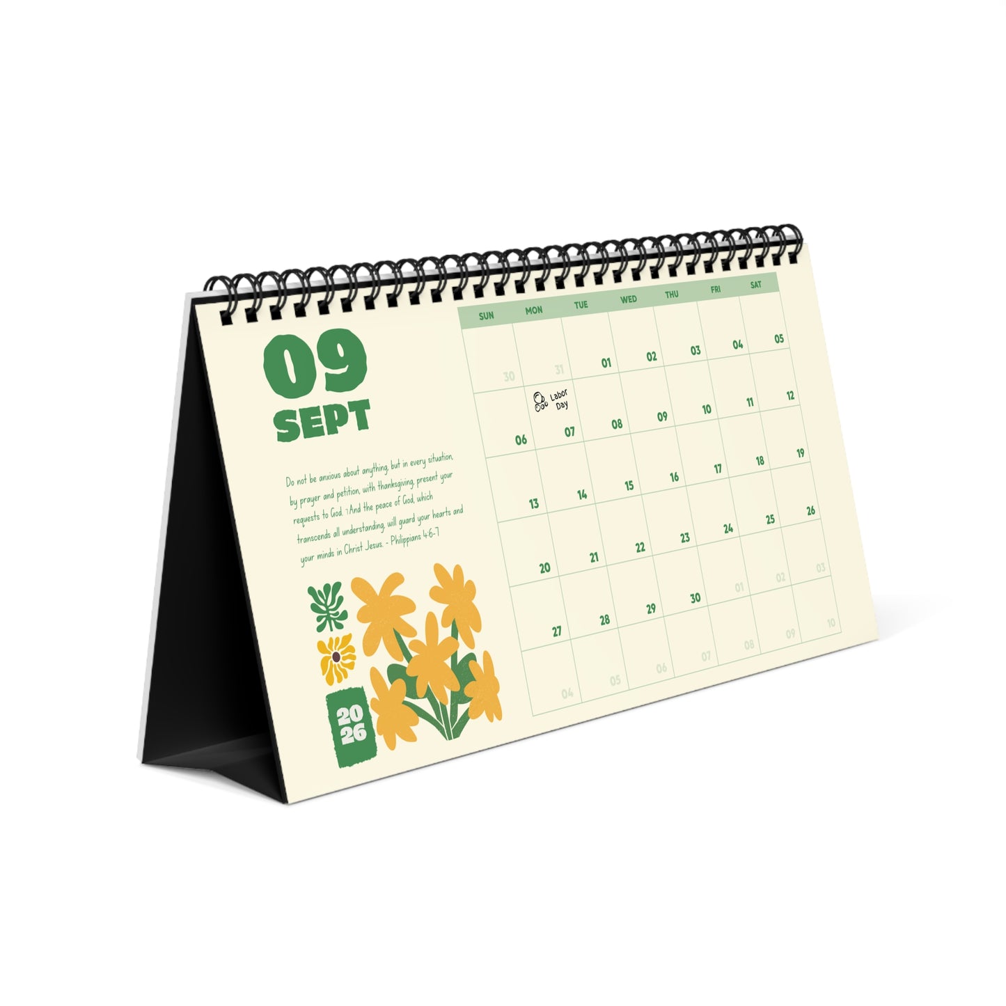Christian Desktop Calendar 2026 (Floral)