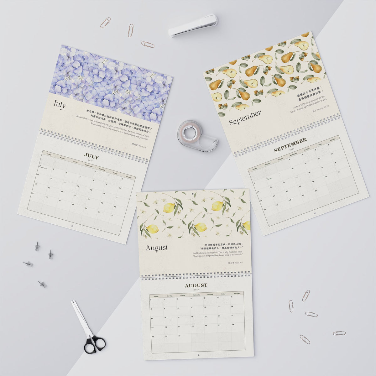 2027 經文掛曆 Bible Verse Wall Calendar (Floral)