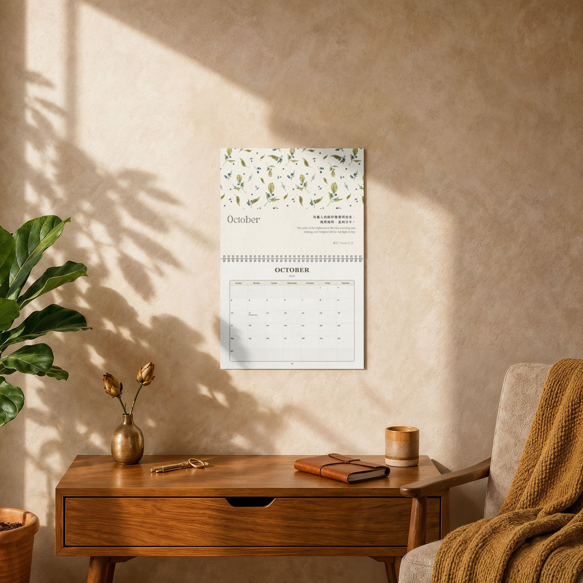 2027 經文掛曆 Bible Verse Wall Calendar (Floral)