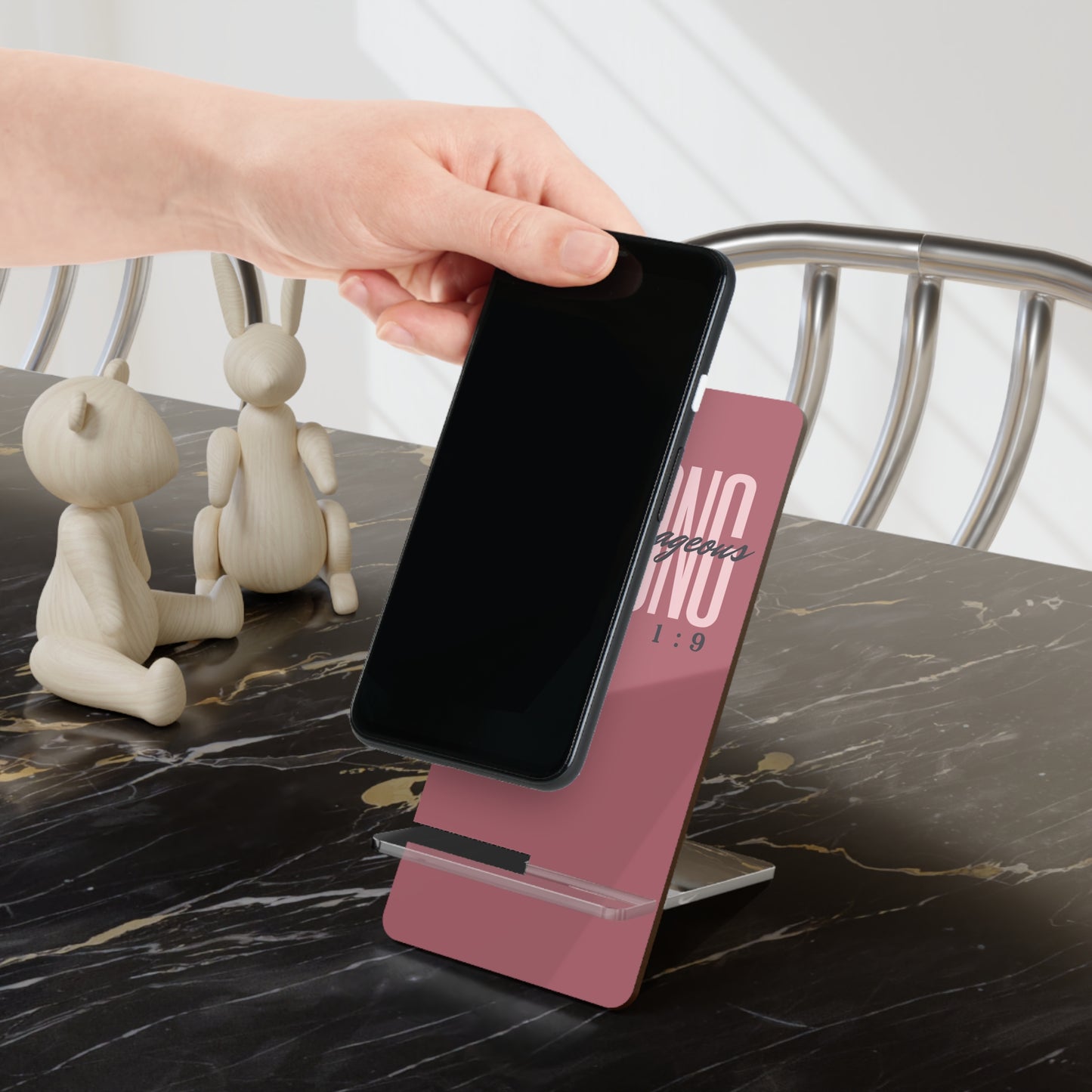 Phone Stand - Strong and Courageous (Pink)