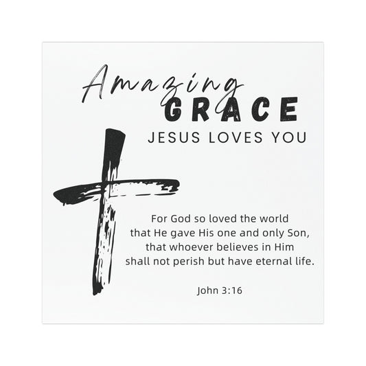 汽車磁鐵 - Amazing Grace - John 3:16｜白色