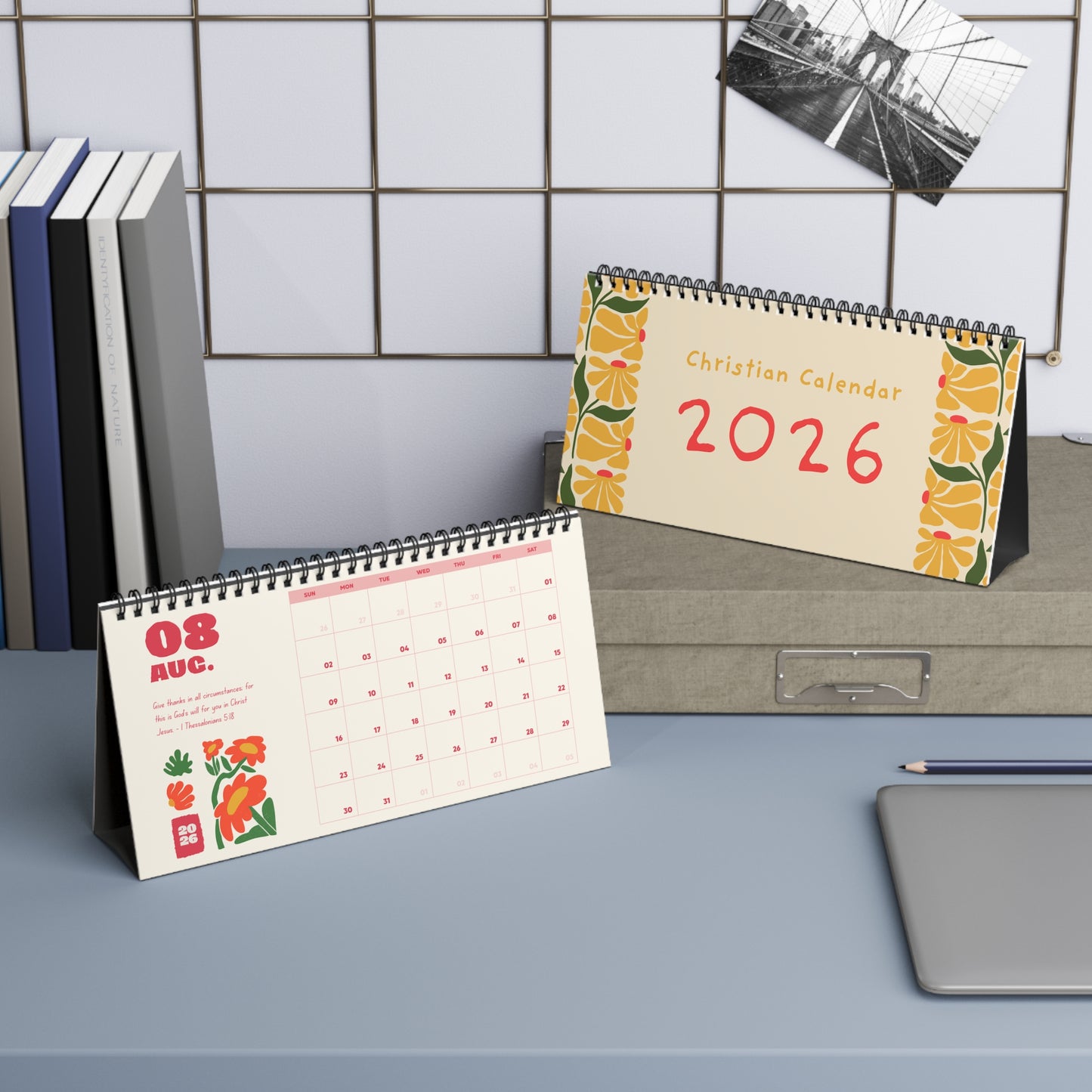 Christian Desktop Calendar 2026 (Floral)